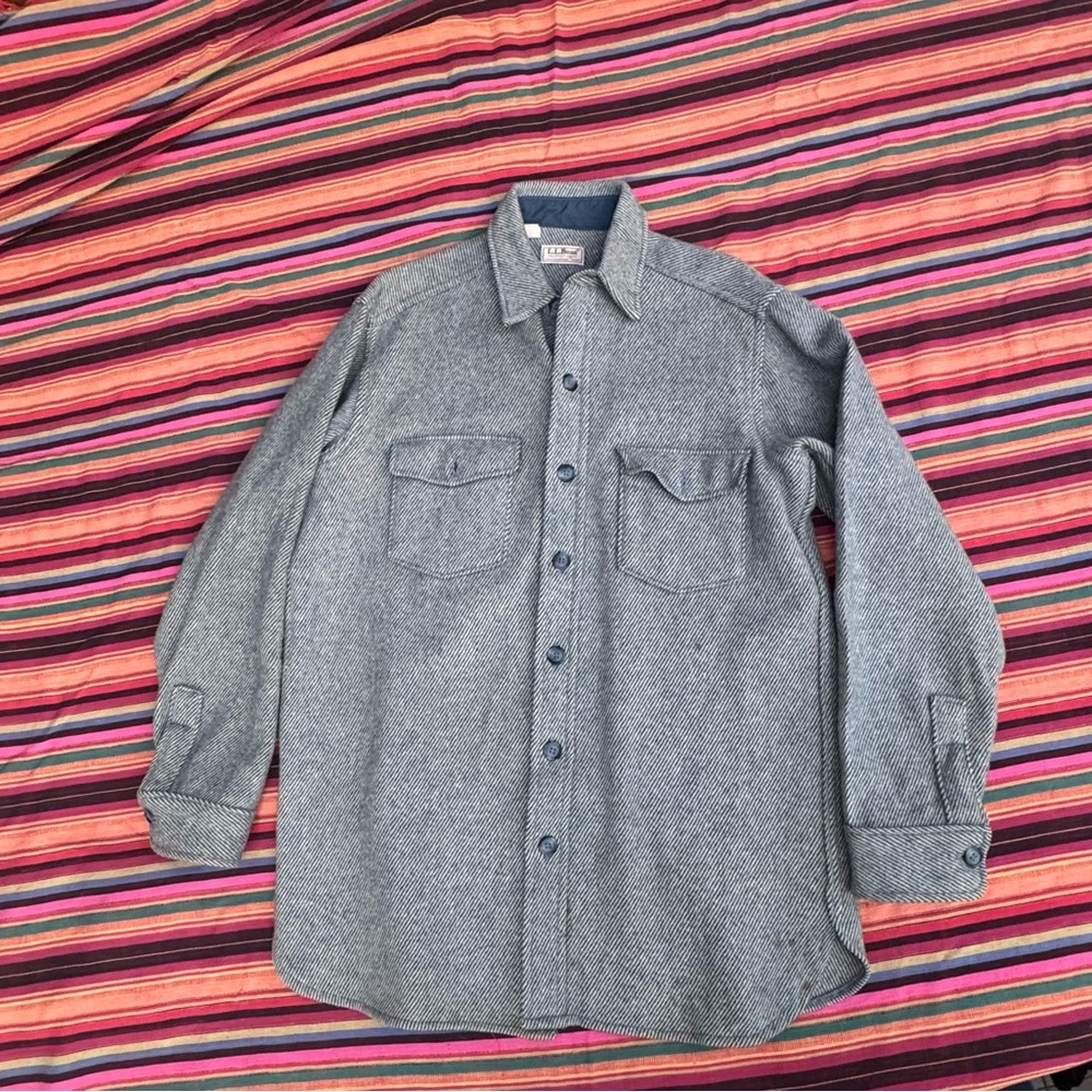 Vintage L.L. Bean Northwoods Shirt Striped Wool Button Up XL